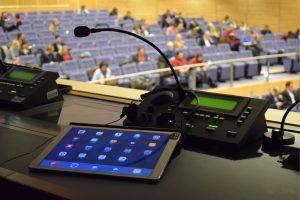 Tablet with interpreter microphone